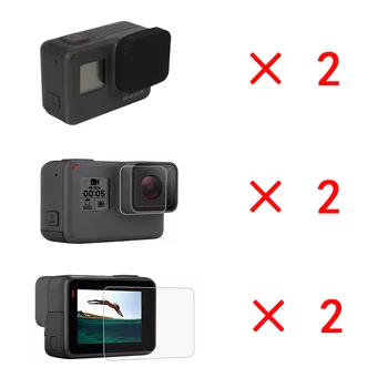 

Tempered Glass Screen Protector Film + Tempered Glass Lens Film + silicon Lens cap for GoPro Hero 5 6 7 Blcak Action Camera