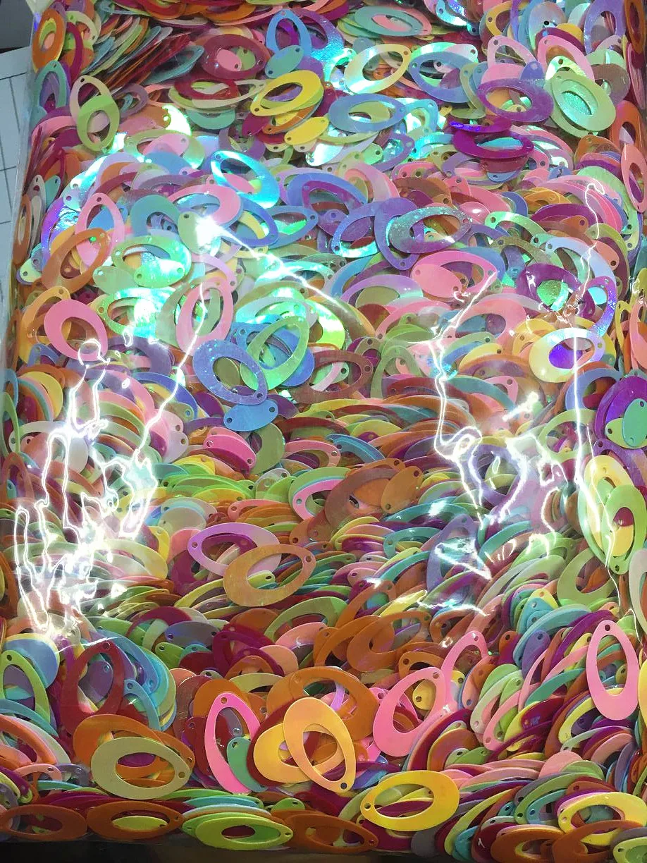400pcs 14*22mm Hollow Egg Drop Oval Shape Sequins Double Eggs Crafts Sewing Women Kids Diy Accessories Mix AB Colors | Дом и сад