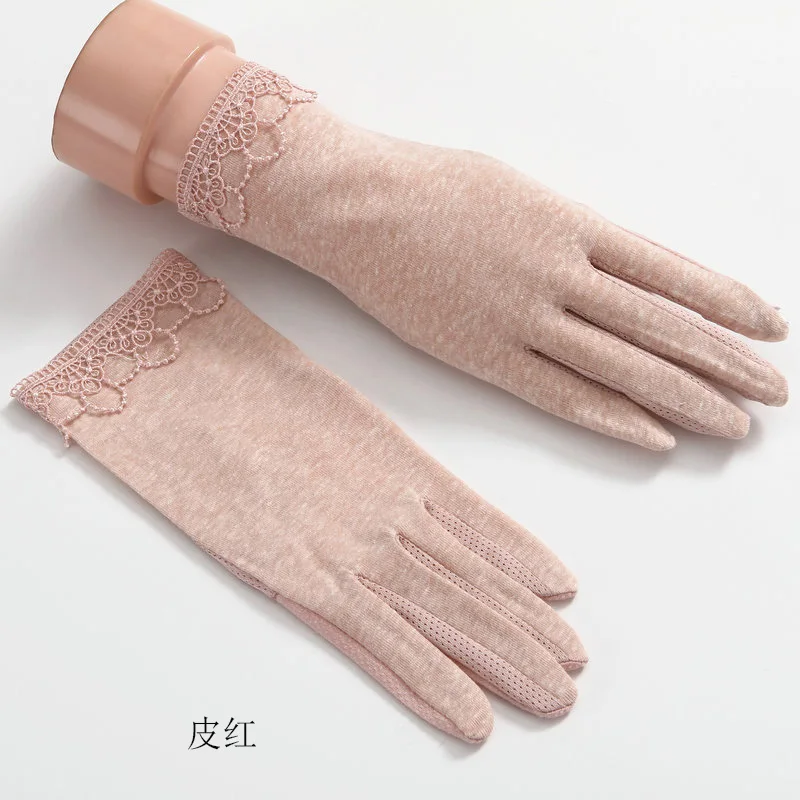 skin red color Модные летние перчатки для защиты от солнца, женские весенне-осенние тонкие эластичные анти-УФ перчатки для вождения, противоскользящие перчатки для сенсорного экрана TBFS12 - Цвет: skin red color