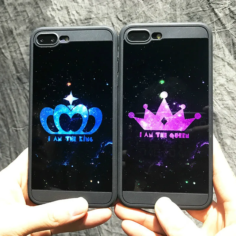 Глянцевый чехол с надписью I am принтом король и королева для iPhone X модный Мягкий