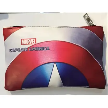 

Comics DC Marvel Captain America Purse Zipper Pen Pencil Bag Avengers Hero Stationery Wallets carteira Leather Men Wallet