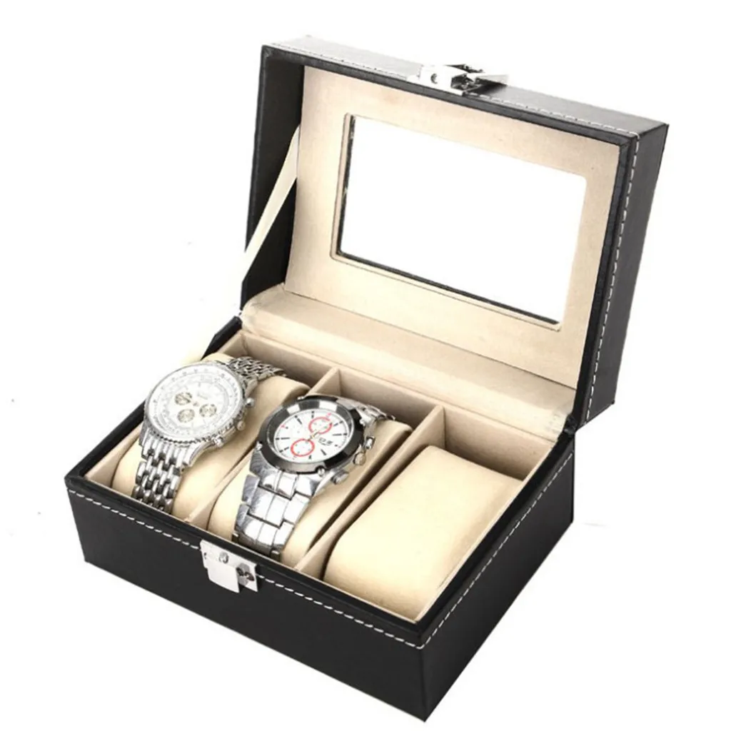 

3 Leather Watch Box Case For Unisex Wrist Display Jewelry Organizer Storage Home Storage Organization