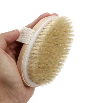 

Bath Brush Dry Skin Body Soft Natural Pig bristle SPA the Brush Wooden Bath Shower Bristle Brush SPA Body Brush without Handle