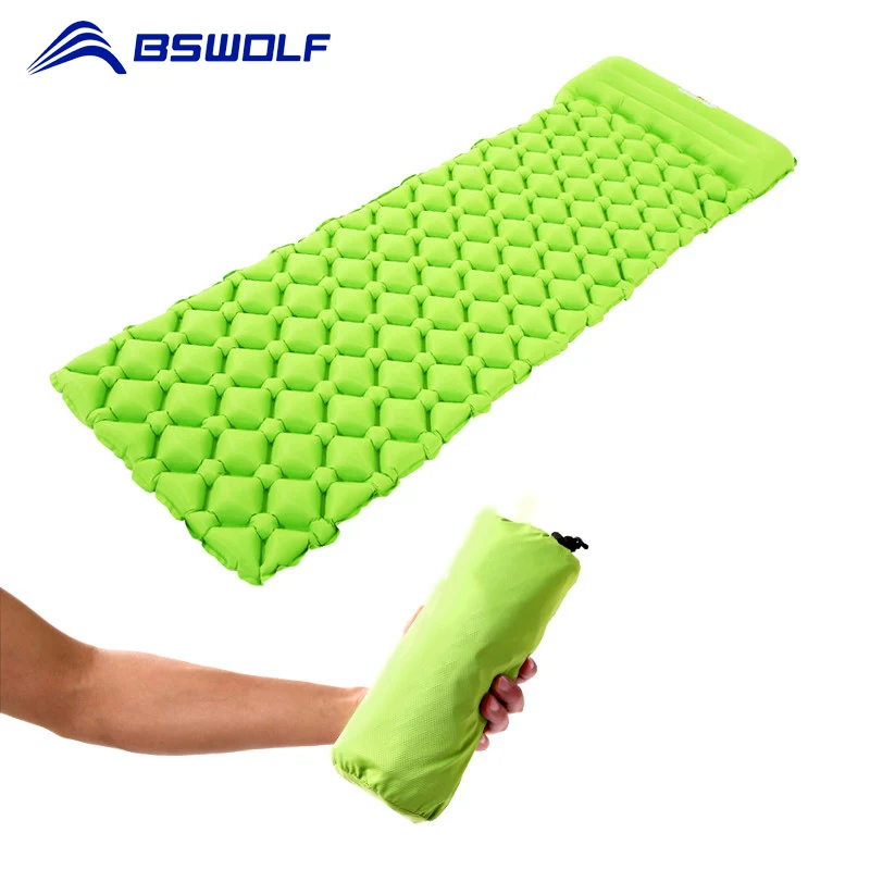 BSWolf Outdoor Inflatable Cushion Fast Filling Tent Air Mat Sleeping Bed Moistureproof Camping Mat With Pillow Sleeping Pad