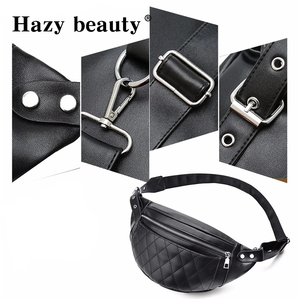  2018 New Classic Trendy Pu Leather Waist Packs Solid Fashion Women Shoulder Bags Black Design Bag Simple Casual Belt Bags 