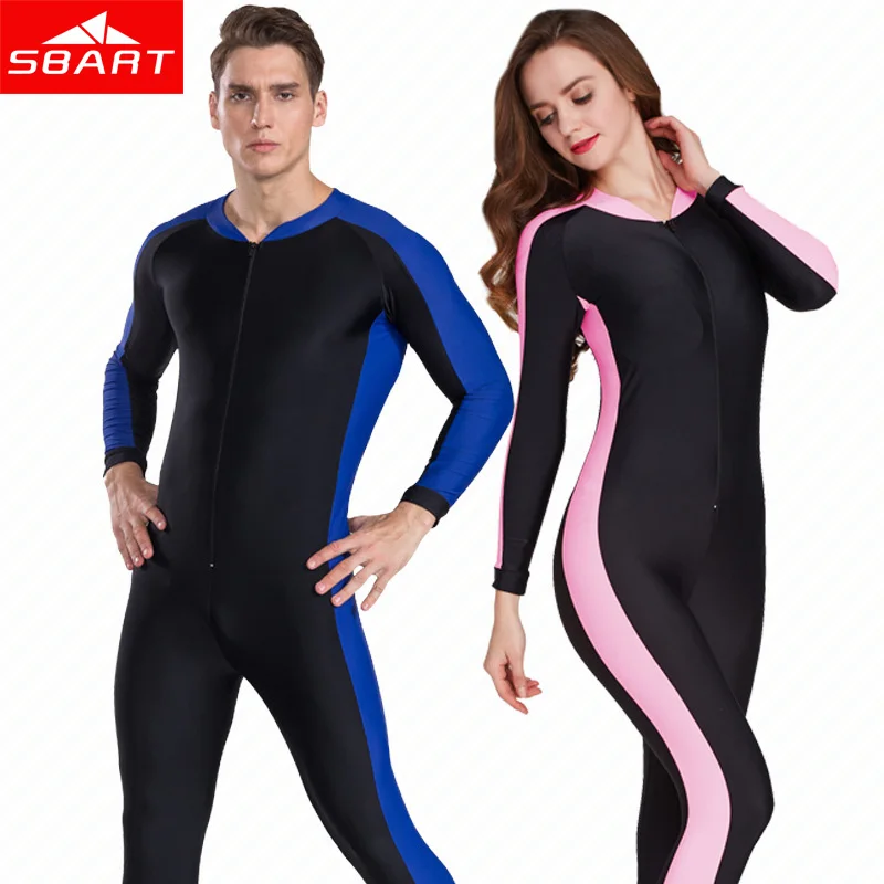 SBART Men Women One Piece Long Sleeve Lycra Diving Wetsuit for Swimming ...