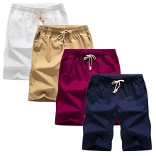 4 шт., мужские пляжные шорты, летние,, укороченные, мужские, короткие, повседневные, бермуды, хлопковые, дышащие, удобные, низ, 977