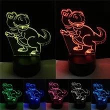 Необычный маленький динозавр тираннозавр 3D 7 цветов затемнение градиент ночник светодиодный детский день игрушки F Рождественский подарок на год