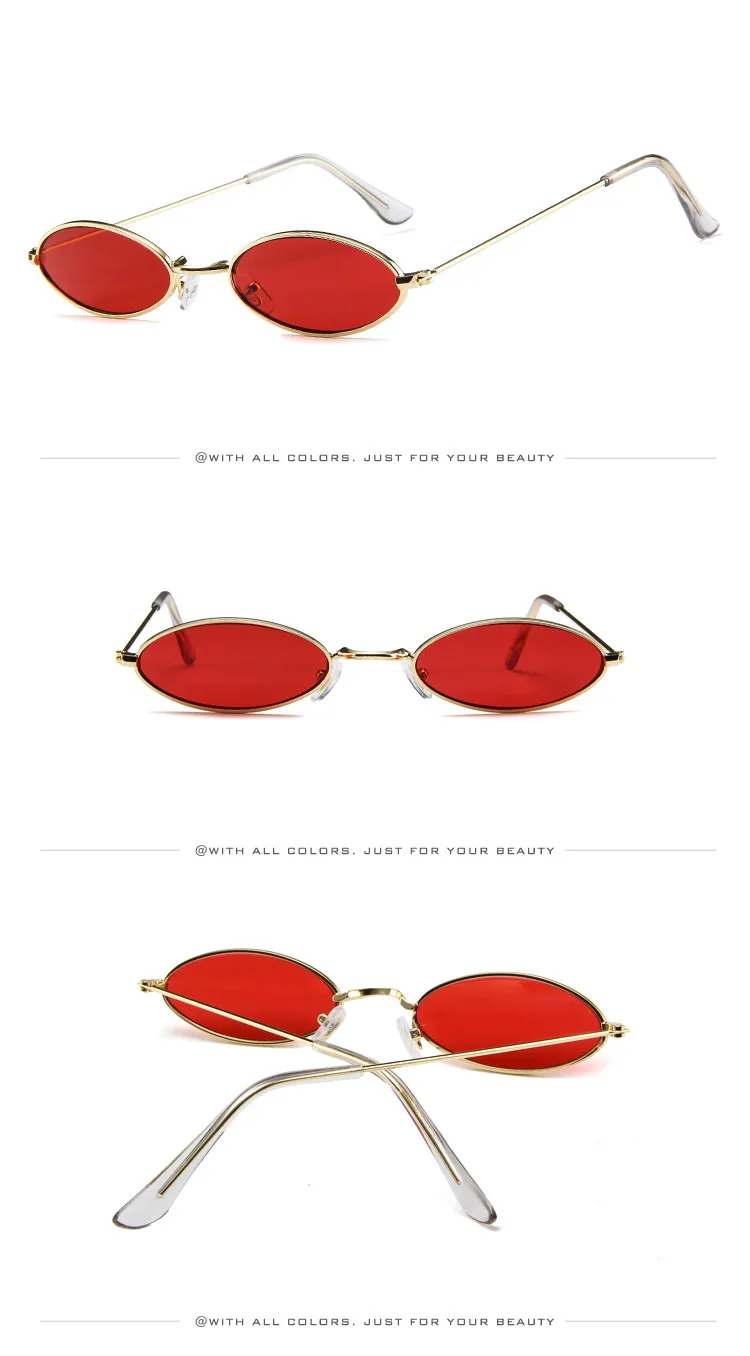 Маленькие овальные солнцезащитные очки для мужчин, мужские ретро очки в металлической оправе, Желтые красные винтажные маленькие круглые солнцезащитные очки для женщин