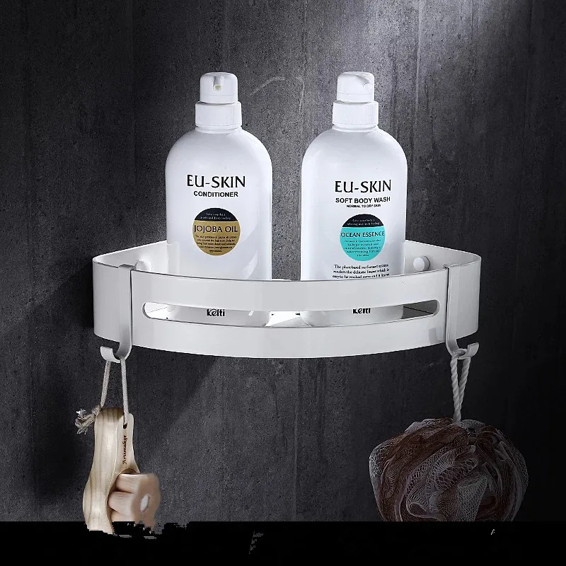 Online Tuqiu Bad Ecke Regal Wand Montiert Weiß Aluminium Badezimmer Dusche Regal Bad Shampoo Halter Korb Halter Ecke regal