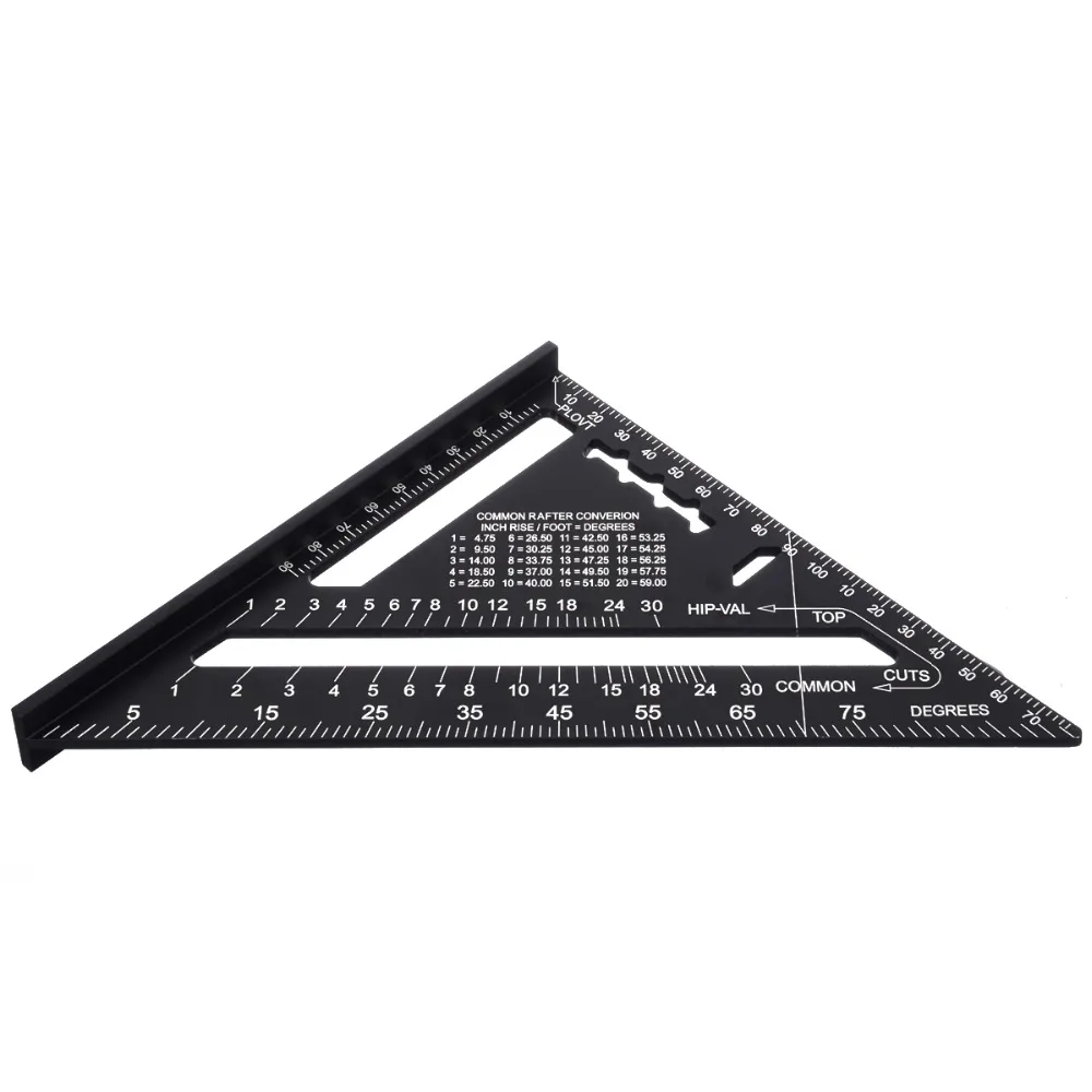 7inch Metric System Measuring Ruler Aluminum Alloy Speed Square Roofing Triangle Ruler for Woodworking Measuring Tools