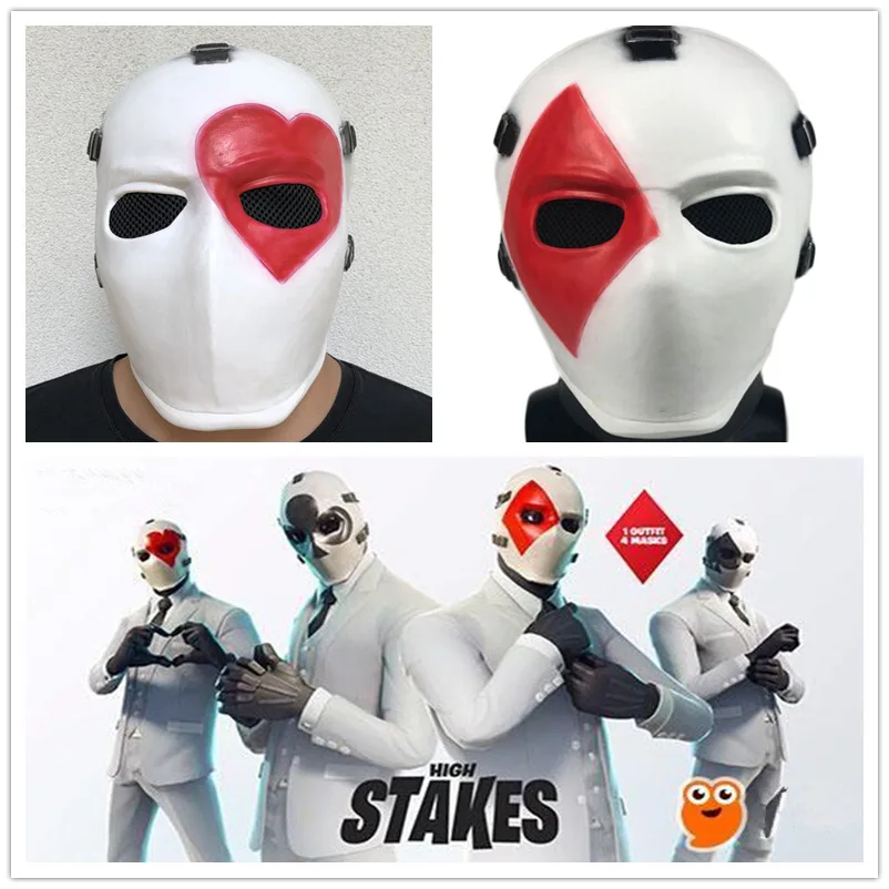 Game Adult Wild Card High Stakes Skin Cosplay Costumes Battle Royale Poker Latex Mask Helmet Halloween Party Masks Props