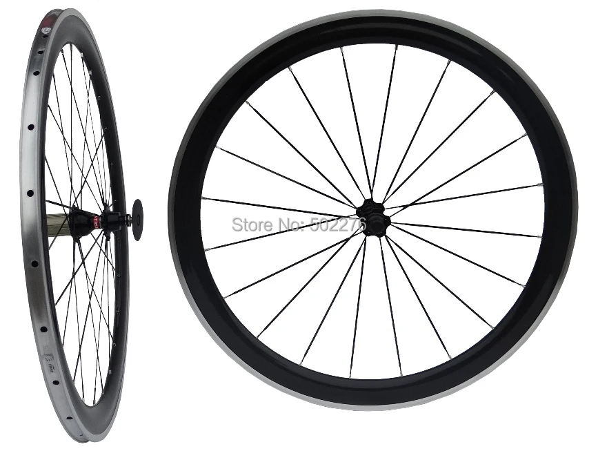 

WS-CW025 : 3k Carbon Glossy Cycling Road Bike Clincher wheelset 50mm 700C Bicycle Wheel Rim with Alloy Brake Surface