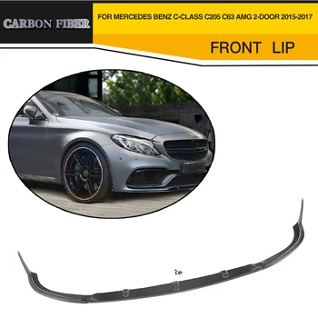 شراء الكربون الألياف سيارة الجبهة الشفاه المفسد واقي مصد السيارة لمرسيدس بنز الفئة C C205 C63 AMG كوبيه 2 باب 2015 -2017