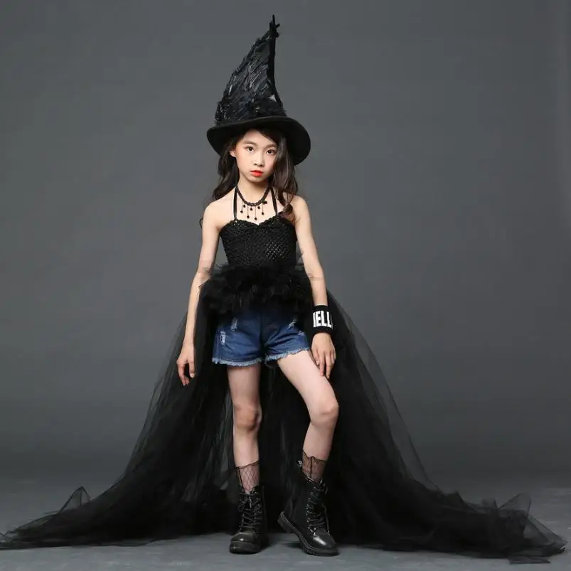 

Fashion Prom Dress for Girls Dress Up Costumes Children Trailing Denim Shorts Cool Creative Clothing Modis Kids Vestidos Y1393