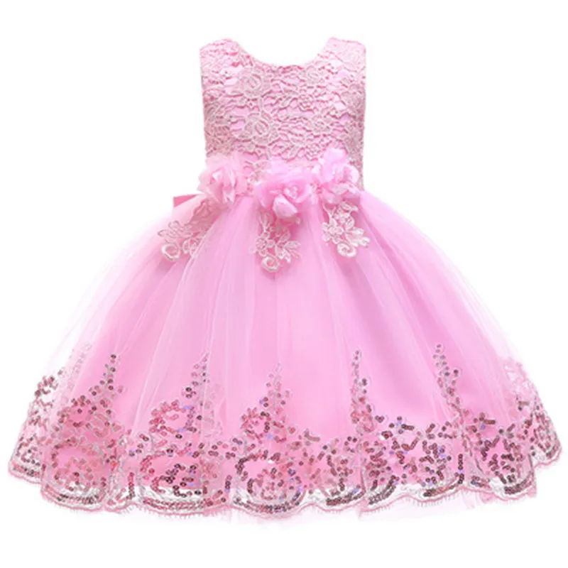 

Baby Girls Dress Flower Lace Dress For Girls TuTu Princess Dress Christmas O-neck Party Dress