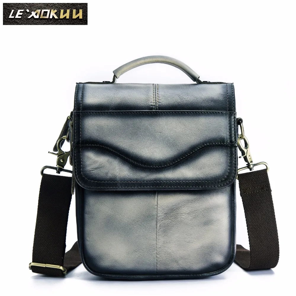 

Quality Original Leather Male Casual Shoulder Messenger bag Cowhide Fashion Cross-body Bag 8" Pad Tote Mochila Satchel bag 144bo