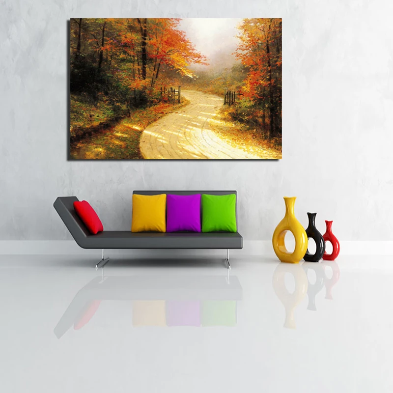 

Thomas Kinkade Autumn Lane Canvas Painting Prints Living Room Home Decoration Modern Wall Art Oil Painting Posters Pictures Art