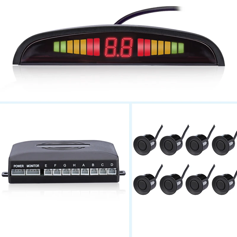 Goedkoop YASOKRO Auto Parktronic LED Parking Sensor Kit Met 8 Sensoren Backlight Display Reverse Backup Radar Monitor Detector Systeem 12 v