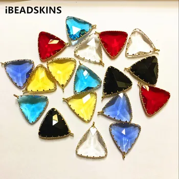 

New arrival! 27x25mm 30pcs/lot Copper Material with Glass Triangle-shape charm for Jewelry handmade