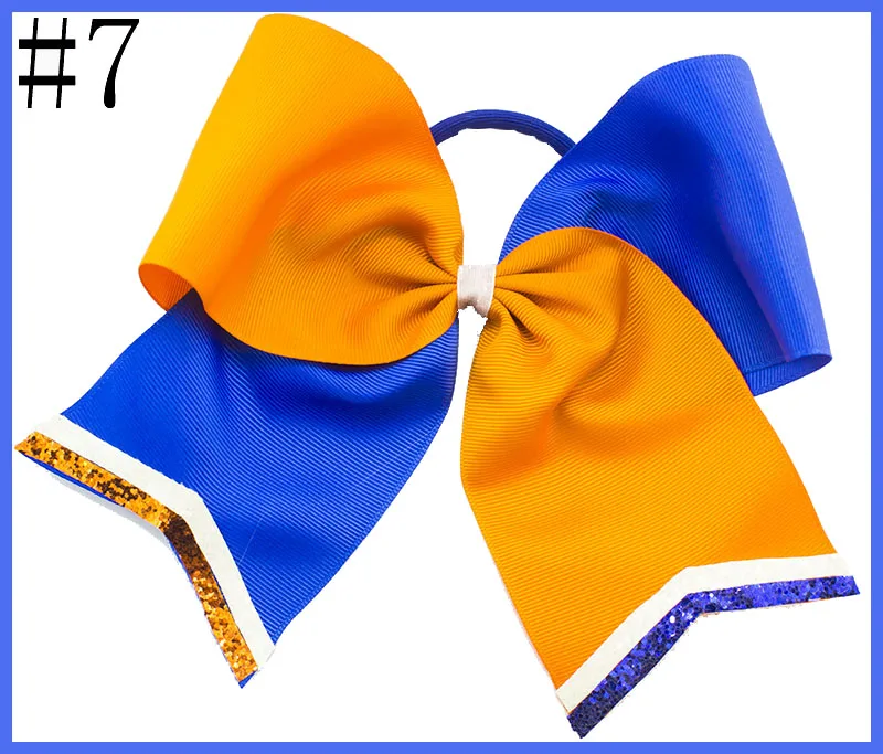 

free shipping 6pcs glitter cheer hair bows Cheerleading Bow With Glitter Tails