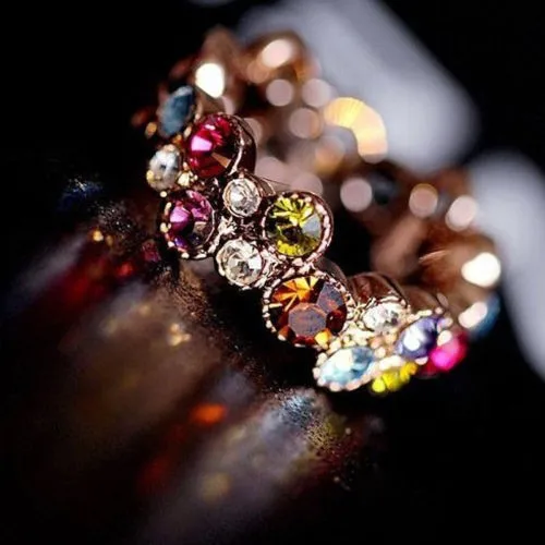 

2018 Anel Austrian Crystal Stellux 18gp Plate Flower Pattern Love Women Lady Cute Multicolor Ring Elegant Fashion Jewelry R064