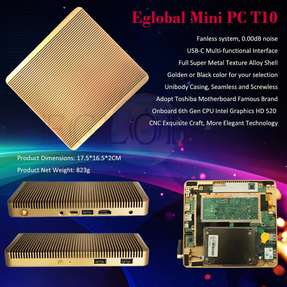 2016 T0shiba Motherboard Skylake Windows Mini PC Intel Core i7 6500U USB-C Port Intel HD Graphics 520 Micro Gaming Computer HTPC