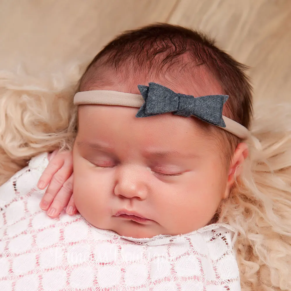 Baby Girl Nylon Headband Non woven Bow Headbands Newborn Hairbow Turban