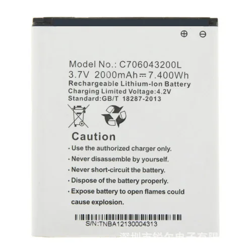 

2000mAh / 7.400Wh 3.7VDC C604906200L Replacement Li-ion Battery For Blu Studio Sport 4.5 S430U S430 + Tracking code