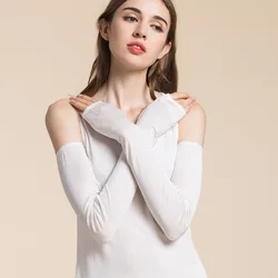 In The Summer The New High-grade Silk Knit Uv Sunscreen Long Sleeve Female Armguards Silk Gloves Extended Shade