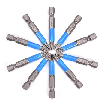 

One Or 10pcs 1/4" Blue Hex Shank Magnetic Anti Slip Long Reach Electric Screwdriver Bits PH2 Single Head Power Tools