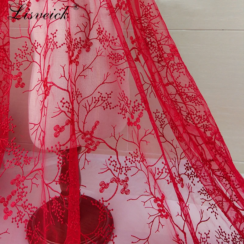 

high quality 1yard Branch mesh embroidery Lace Fabric transparent net yarn diy Skirt Wedding Party Dress window gauze fabric