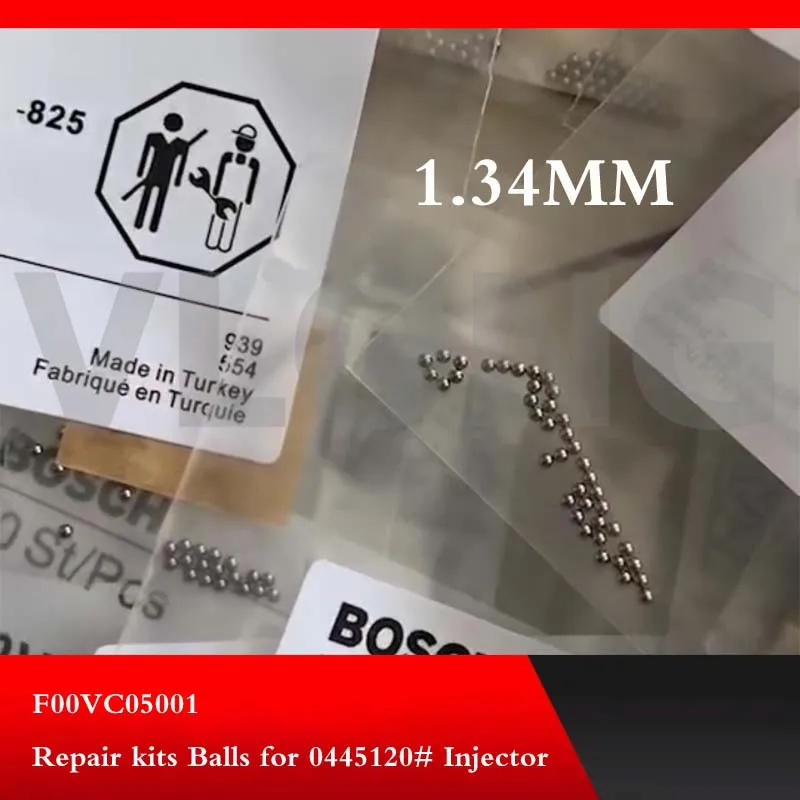 

High Quality Common Rail Injector Repair Kit F00VC05001 Ceramics Steel Ball Size 1.334mm for BOSCH 0445 120 Series