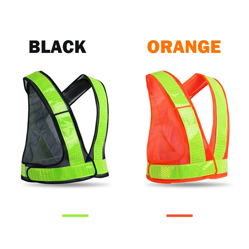 

High visibility safety vests reflective running waistcoat with reflective crystal lattice adjustable size with hook and loops