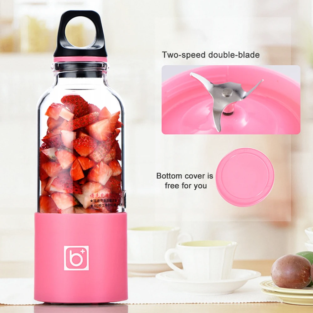 500 мл портативная соковыжималка с подзарядкой от USB, электрическая соковыжималка с 4 лезвиями, автоматическая соковыжималка, блендер, машина для смузи, экстрактор