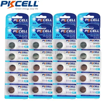 

40Pcs *8Card (5Pc/Card) PKCELL CR1632 1632 DL1632 3V Lithium Batteries Button Coin Battery