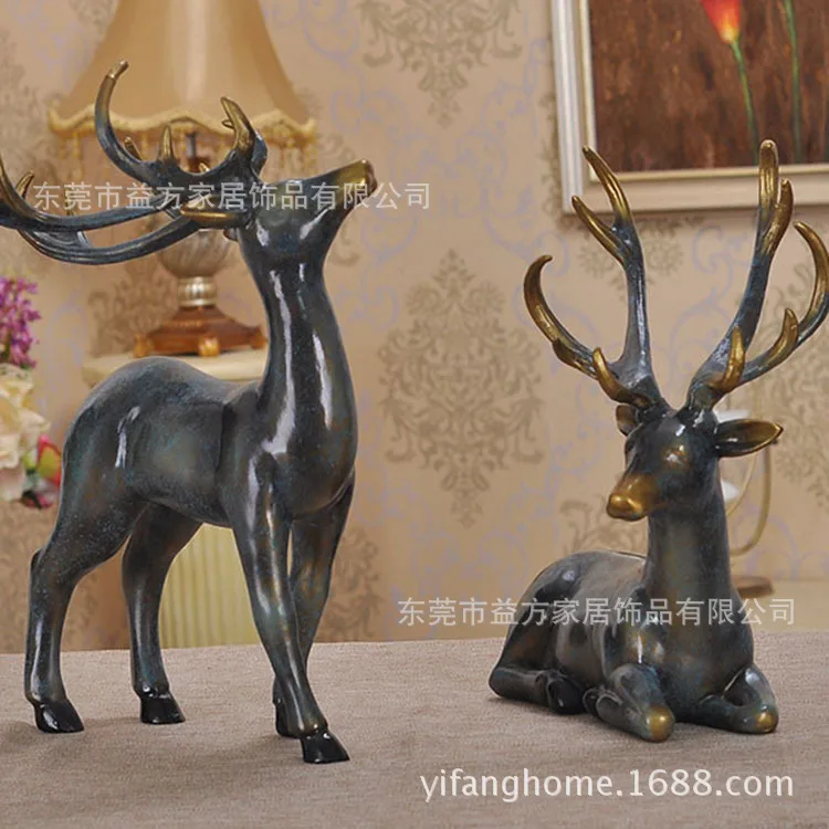 

C Home Decoration European style furnishings bionic deer standing prone deer creative home furnishings