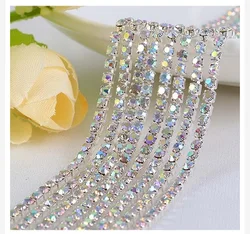 Vibrant 30 - Color Glass Crystal Rhinestone Chain for DIY Fashion and Decor (Crystal AB)