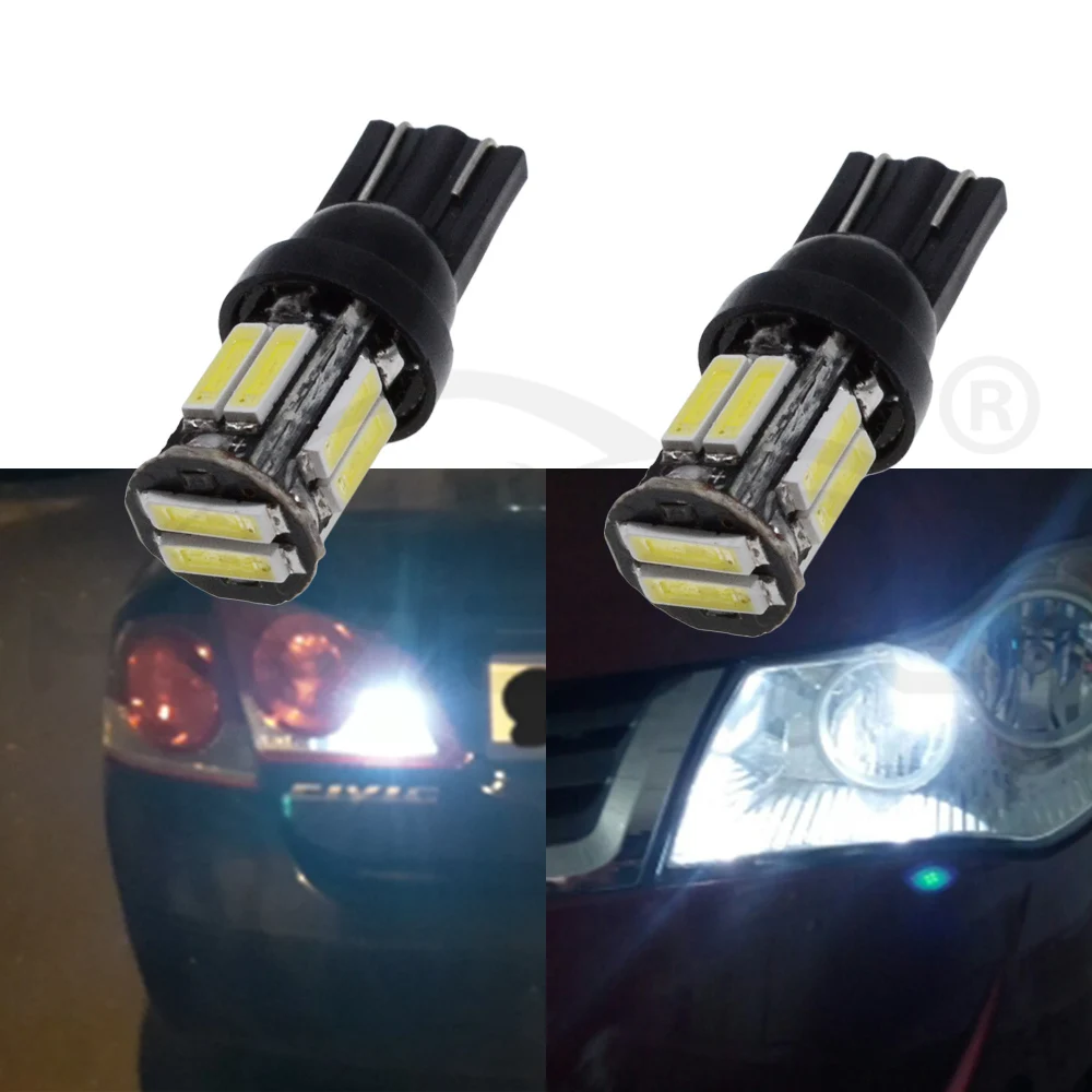 10X W5W 10 светодиодный 7020 SMD автомобилей T10 светодиодный 194 168 Клин Замена обратный инструмент Панель лампа белого и синего цвета лампы для