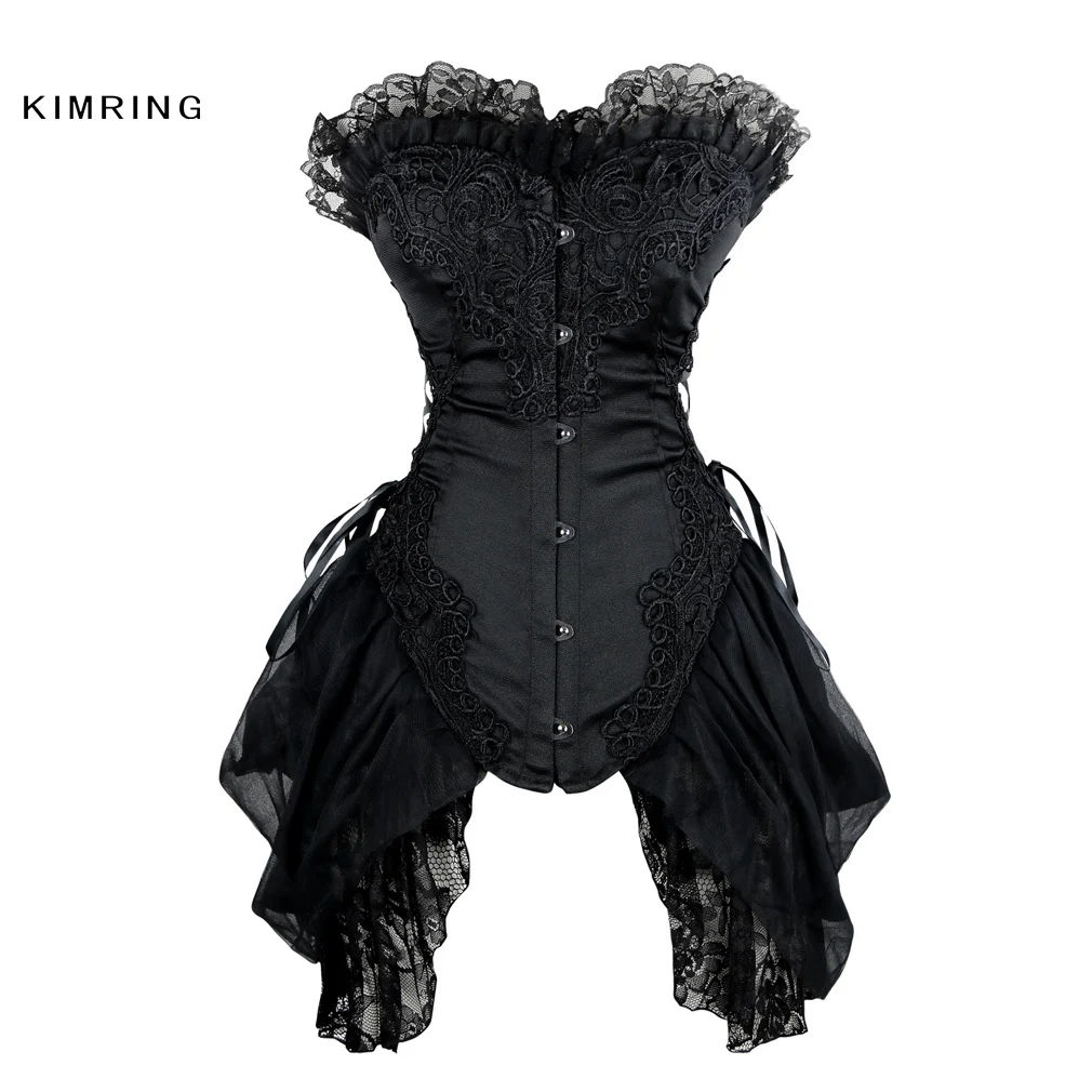 Kimring, женское стимпанк готическое платье-корсет на талию, тренерское платье, винтажное бюстье, топ, корсет, платье, корсет и бюстье