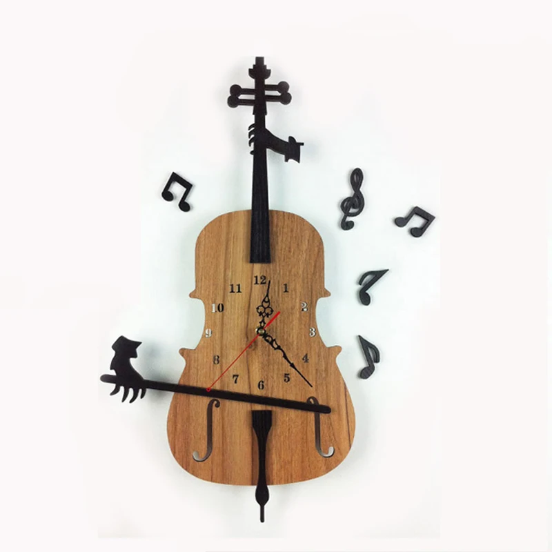Antique Style Quartz New Arrival Hot Reloj Large Decorative Antique Style Quartz New Arrival Hot Reloj Large Decorative Wall Clocks Violin Shaped Wood Clock Geometric Needle In From Home Garden On