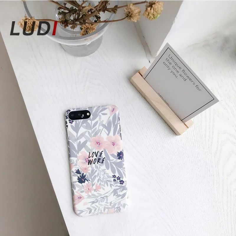 LUDI ретро цветной цветочный чехол для iPhone X 6 6s 6/6s Plus Жесткий PC светящийся с цветком