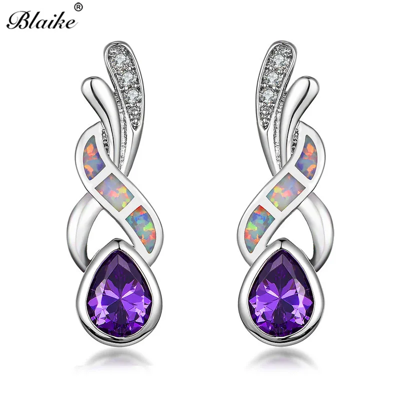 New Fashion Women/'s Opale Blanc Argent Sterling 925 marcassite Dangle Earrings