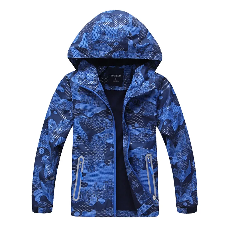 Зимние детские куртки, верхняя одежда, флисовые теплые пальто, детская одежда, спортивное пальто, водонепроницаемая ветровка для мальчиков, куртки - Цвет: Синий
