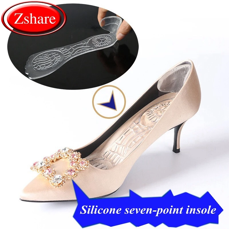 

1Pair T-shaped Invisible Silicone Women High Heels Arched Support Insert Insole Seven Points Pad Two In One Insoles QD-1