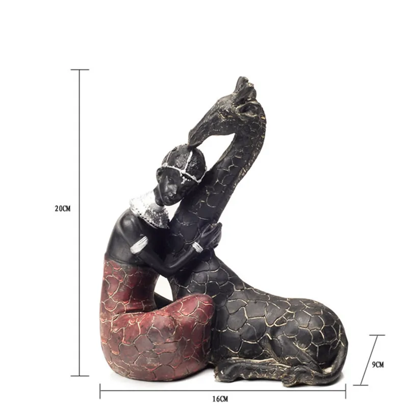 Африканские украшения Ретро Девушка Жираф смолы ремесла фигурка животного украшения дома аксессуары R1034