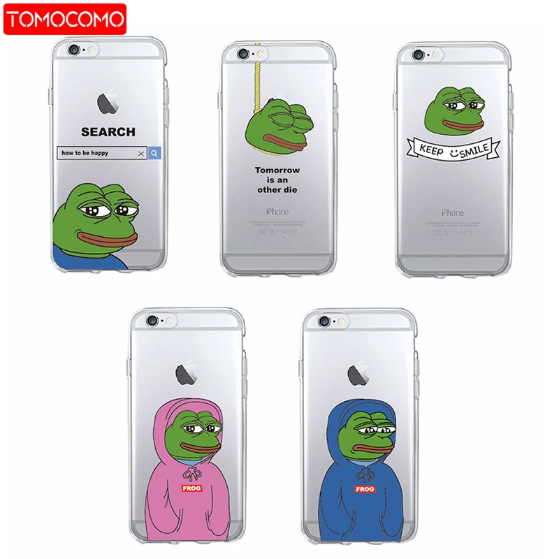 

For iPhone 11 Pro Max 7 7Plus 6 6S 6Plus 8 8Plus X XS Max 5 5S SE Pepe Memes Sad Frog Soft TPU Phone Case Cover Coque Fundas