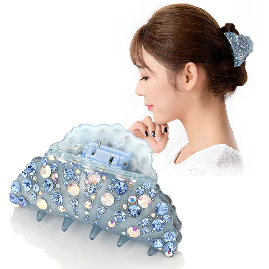 Dressy Claw Hair Clip - Rhinestone Ponytail Holder, Cellulose Acetate Accessory Jewelry Ornament for Women Girl Tiara Prom
