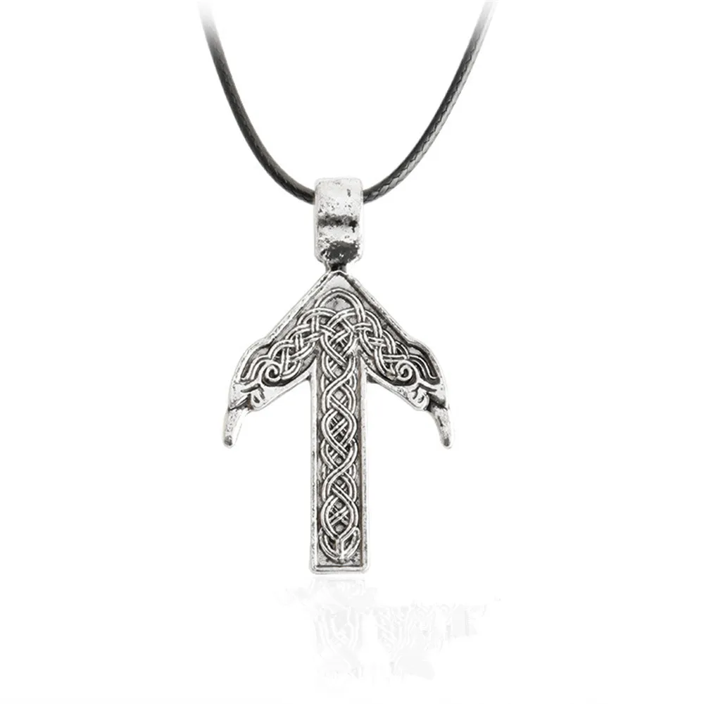 Ожерелье ностальгическое Viking Скандинавское TIWAZ Rune Raven Amulet Norse Runes Tribal Silve мужские и
