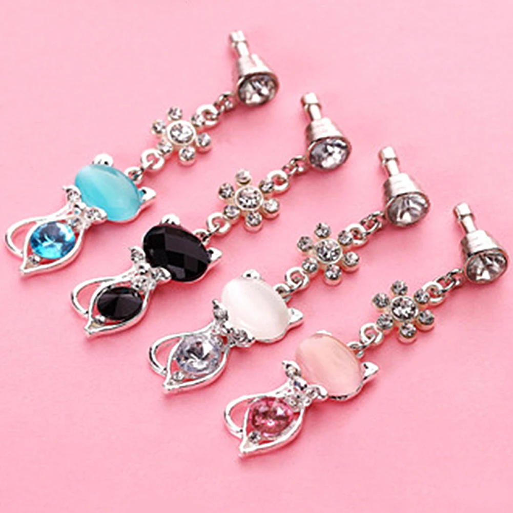 

3.5 mm Jack Cat Crystal Anti Dust Plug Earphone Cap Stopper Earphone Jack Plug Cute cat Accessories for Phone Cup